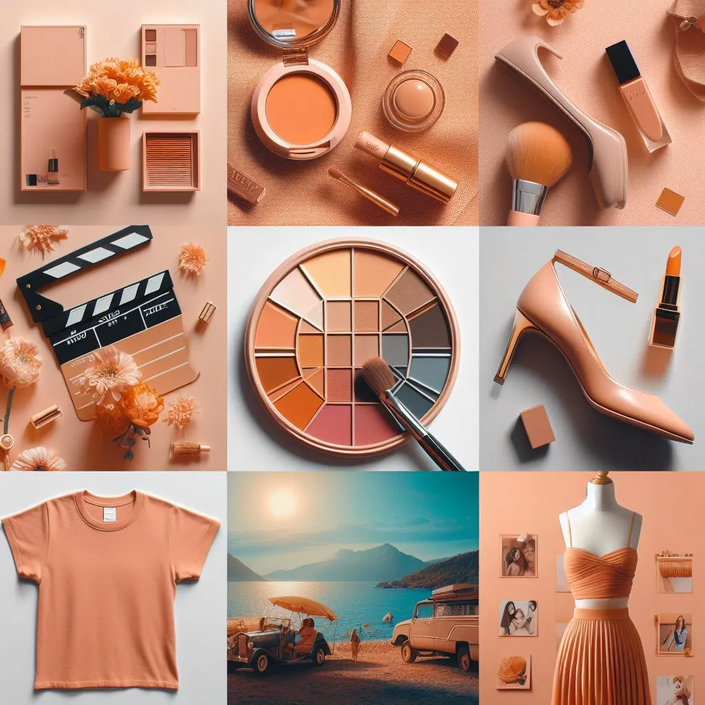 A collage of images with Pantone colour of the year 2024